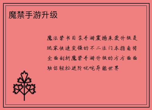 魔禁手游升级